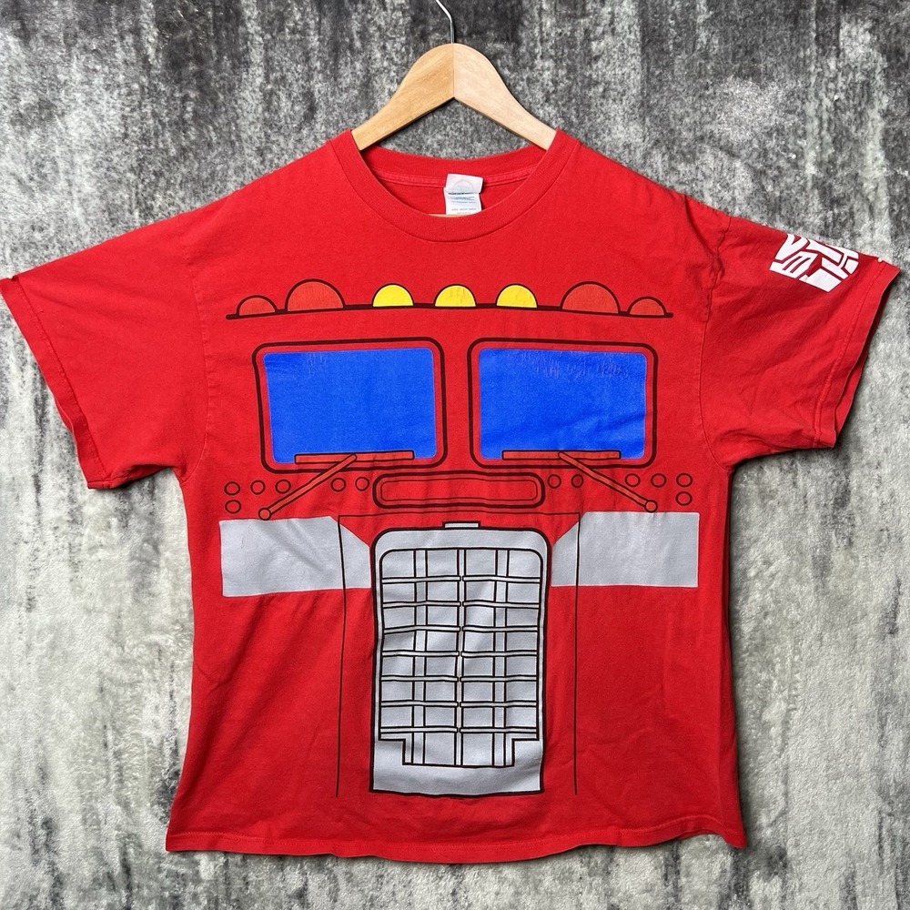 Vintage Y2K Transformers Shirt Mens L Red Optimus Prime AOP Autobot Hasbro